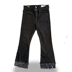 EUC!!🔥Rag & Bone Black Cropped Ankle Length Flared Denim Fringe Pants